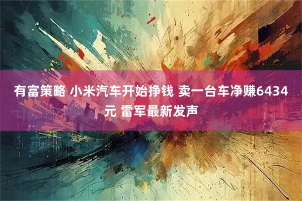 有富策略 小米汽车开始挣钱 卖一台车净赚6434元 雷军最新发声